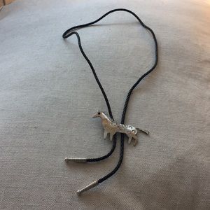 Silver and leather horse Texas tie